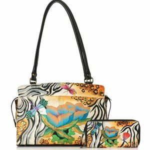 Anuschka Leather Zip Organizer Satchel  (wallet NOT included)